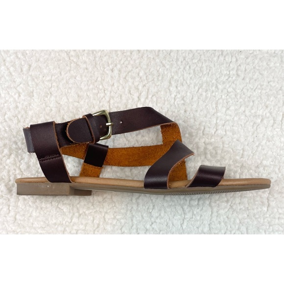 SODA • Borgo Brown/Tan Ankle Strap Flat Sandals - Picture 12 of 16